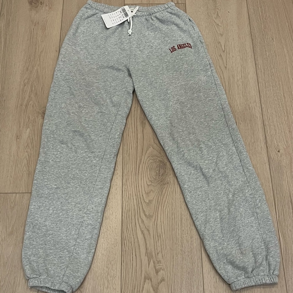 Grey/burgundy Brandy Melville John Galt Los Angeles sweatpants